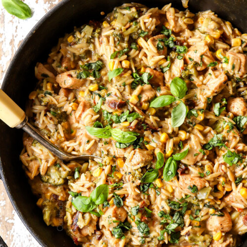 Creamy Basil Chicken and Orzo