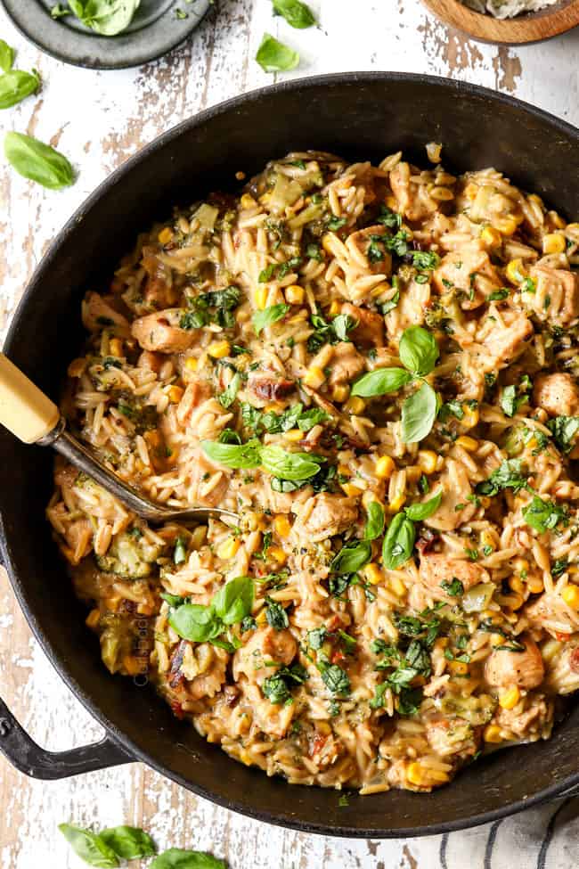 Creamy Basil Chicken and Orzo