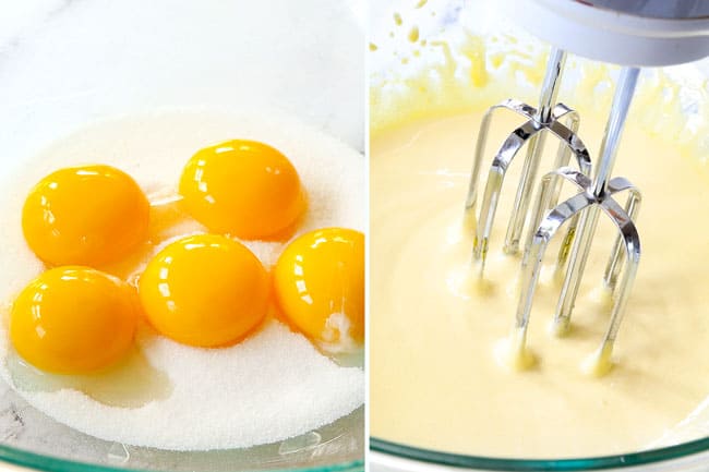 showing how to make creme brulee by beating egg yolks and sugar