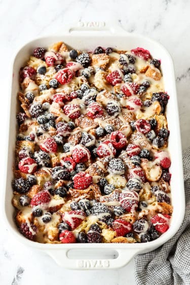 BEST Sweet Breakfast Croissant Casserole (Make Ahead! + VIDEO)