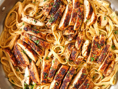 Blackened Chicken Alfredo with the BEST Chicken (+Video)