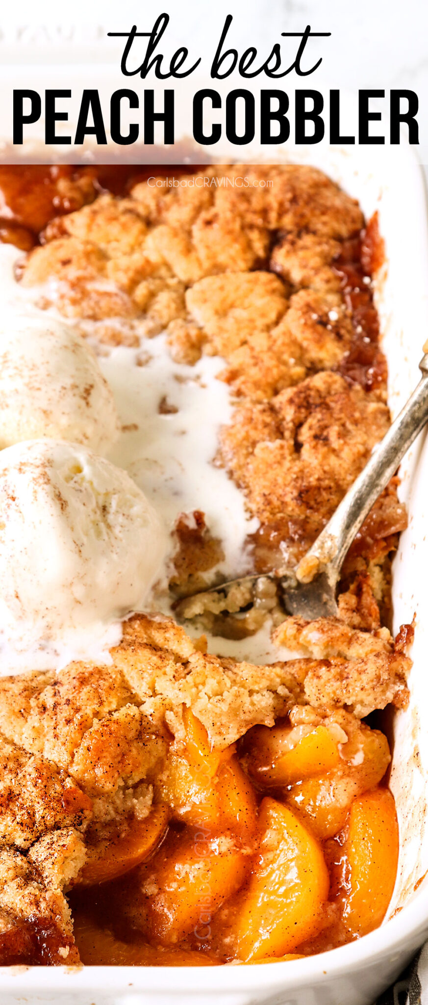 Soft and Crispy Homemade Peach Cobbler - Carlsbad Cravings