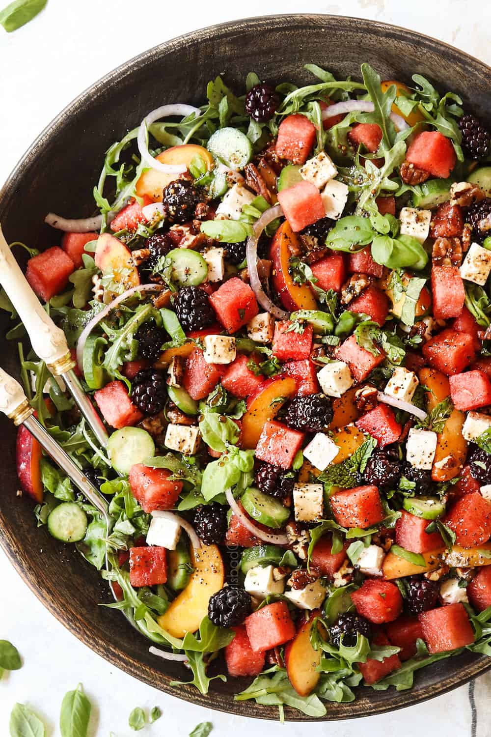 Watermelon Salad with Feta, Basil and Mint