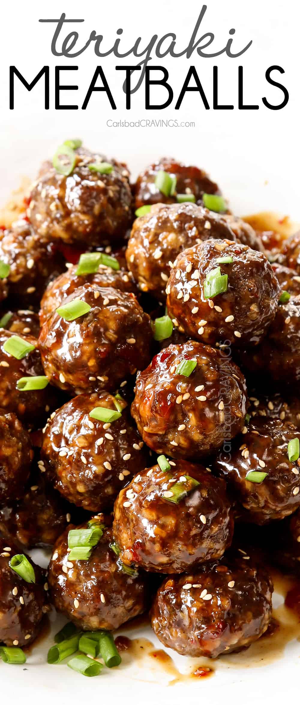 up close of teriyaki meatball recipe showing how juicy they are