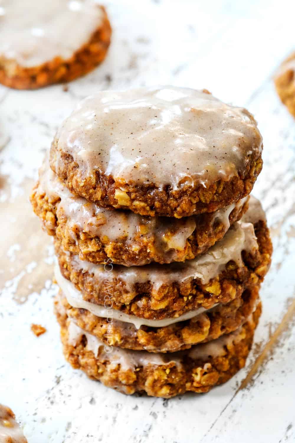 pumpkin oatmeal cookies with icing