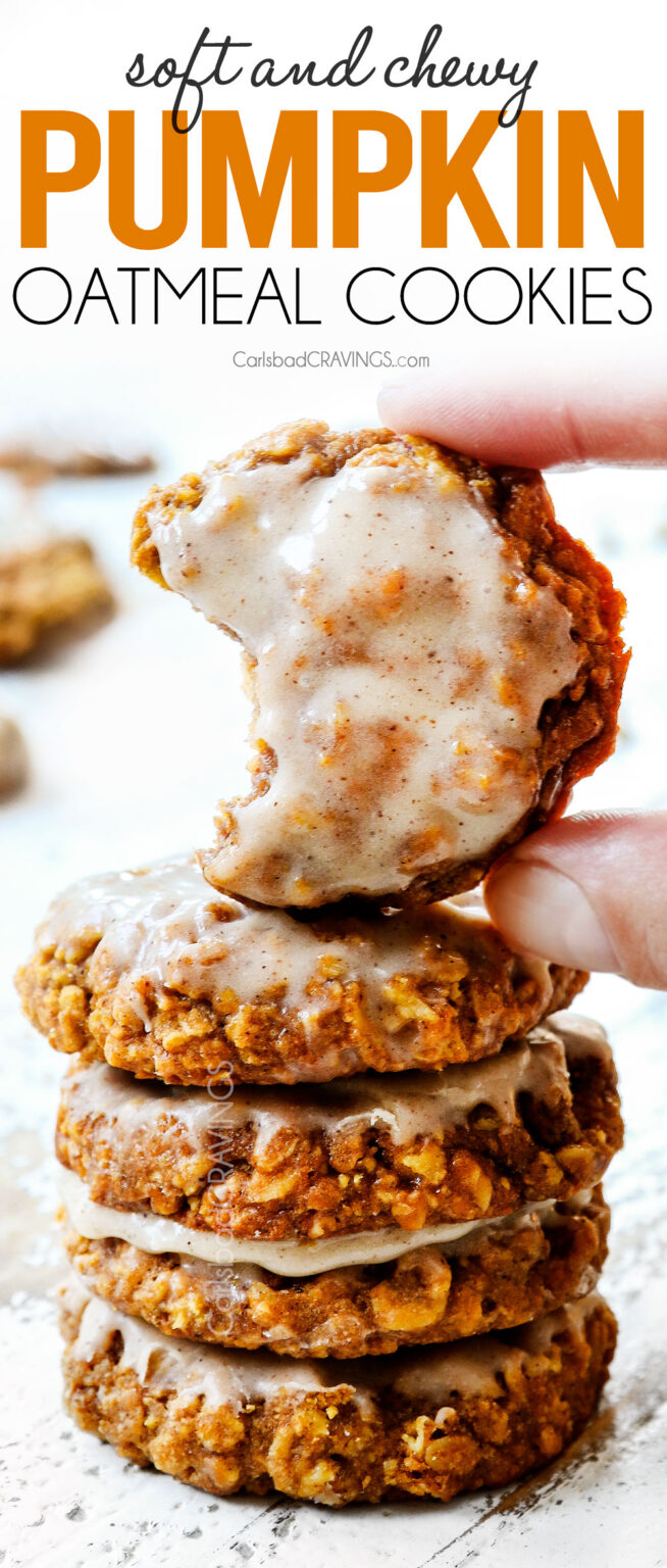 Pumpkin Oatmeal Cookies with Spiced Cream Cheese Icing (+ VIDEO!)