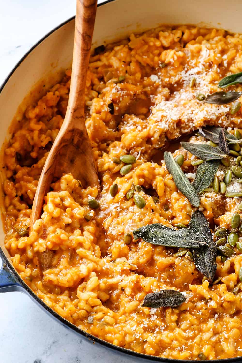 pumpkin risotto recipe with crispy sage and browned butter