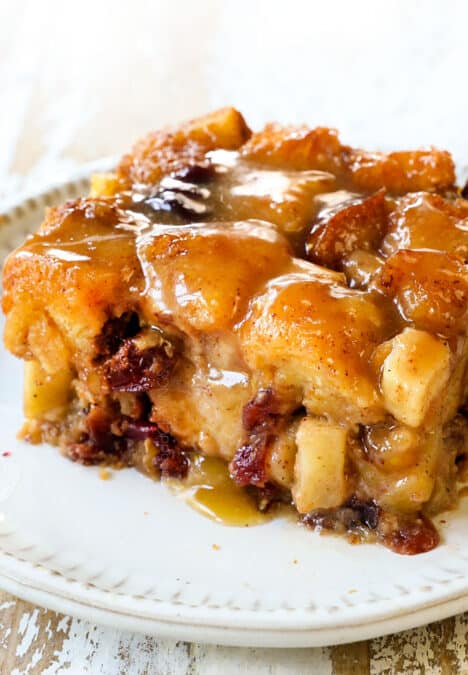 a slice of bread pudding recipe with caramel sauce