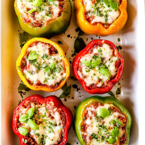 Italian Stuffed Peppers + Video (Make Ahead and Freezer Directions)