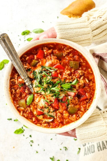 Stuffed Pepper Soup + Video (Made in ONE POT!)