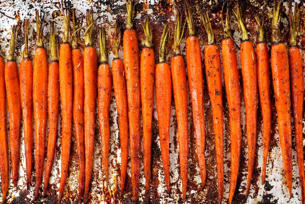 showing how to roast carrots by roasting in balsamic sauce until tender