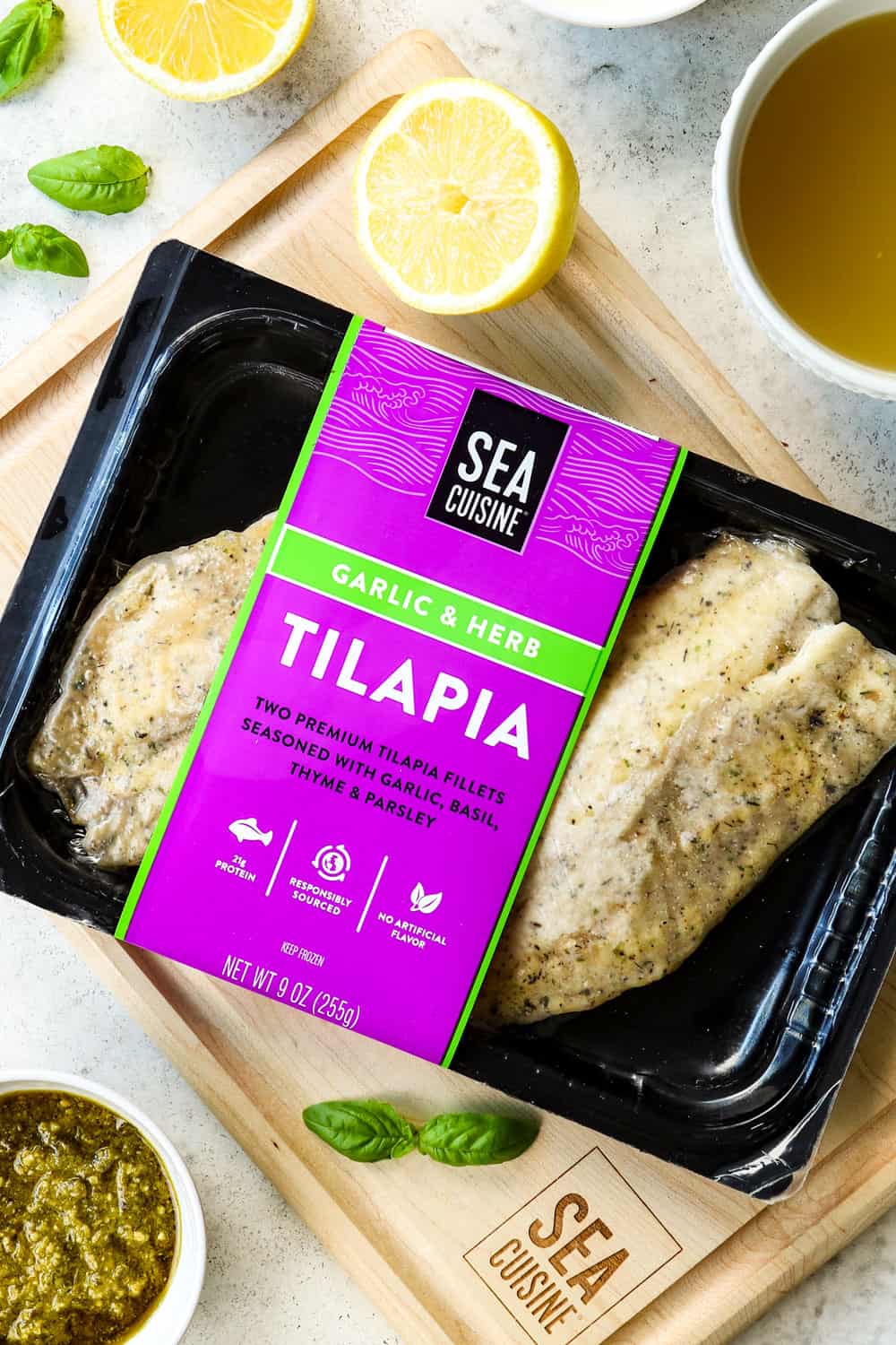 top view showing what tilapia looks like before cooking the recipe