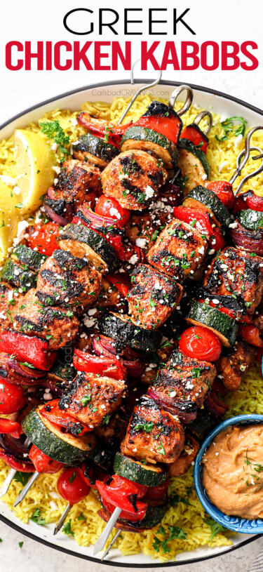 Greek Chicken Kabobs with Veggies! + VIDEO!