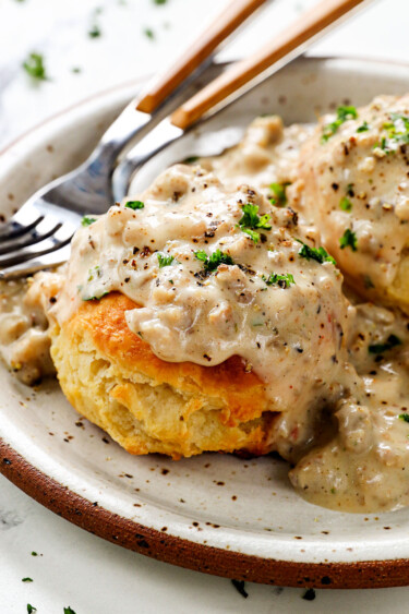 Homemade Sausage Biscuits and Gravy - Carlsbad Cravings