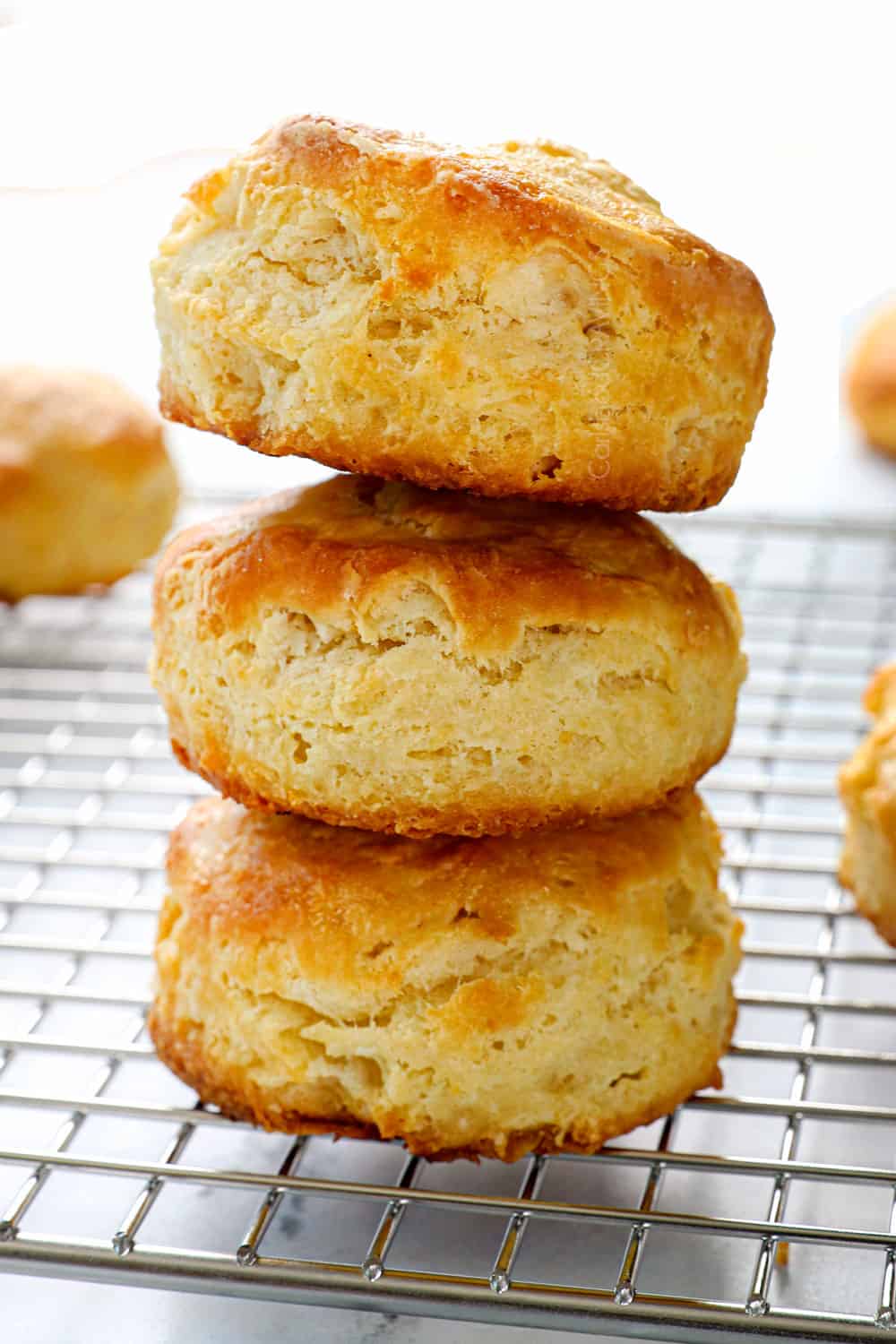 showing how fluffy homemade biscuits are for sausage biscuits and gravy