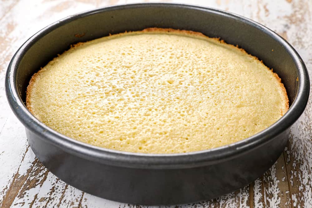 showing how to make lemon cake recipe by baking cake until tender