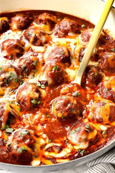 Baked Enchilada Meatballs - Carlsbad Cravings