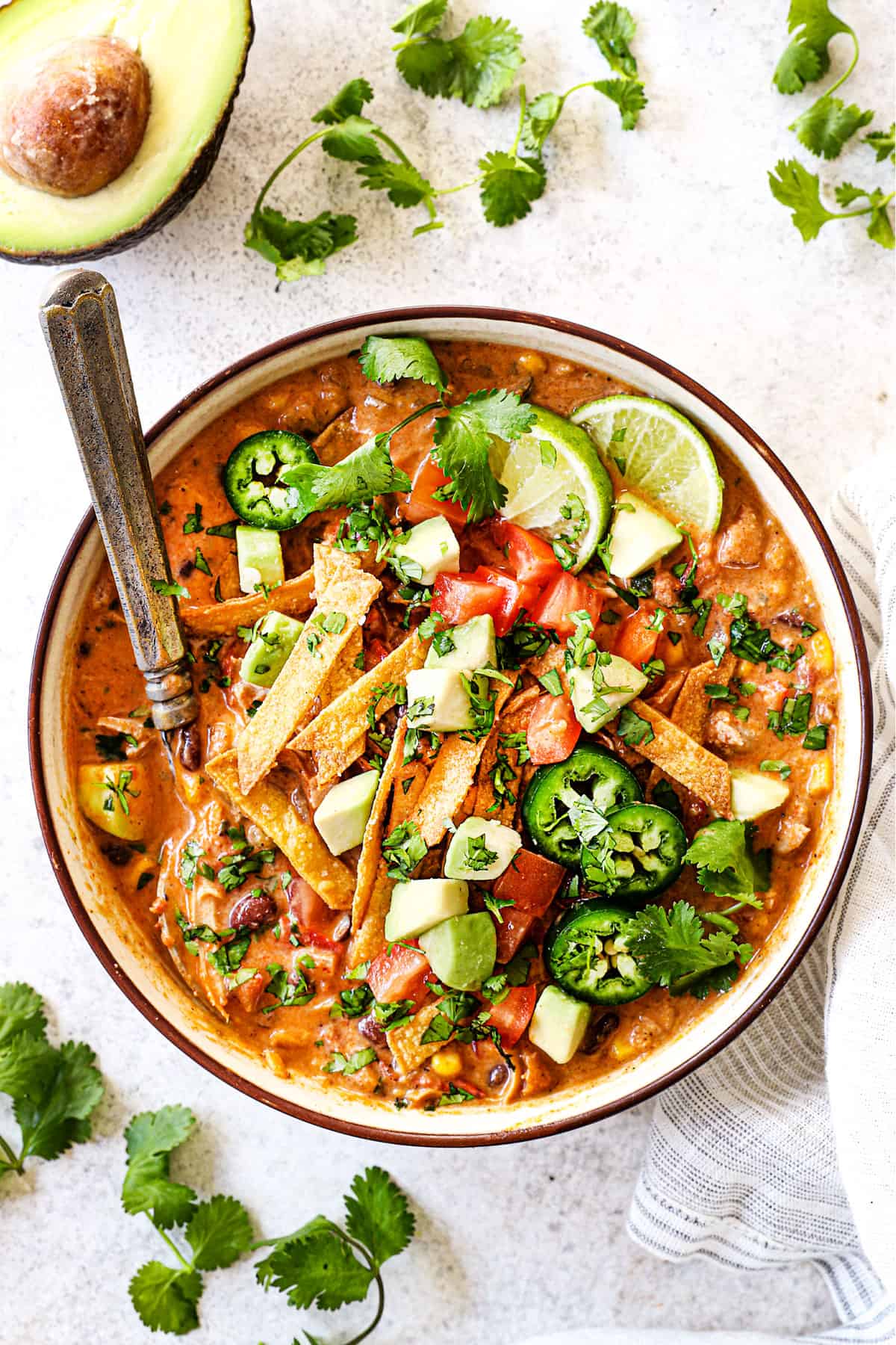 Creamy Chicken Tortilla Soup With The BEST Broth 