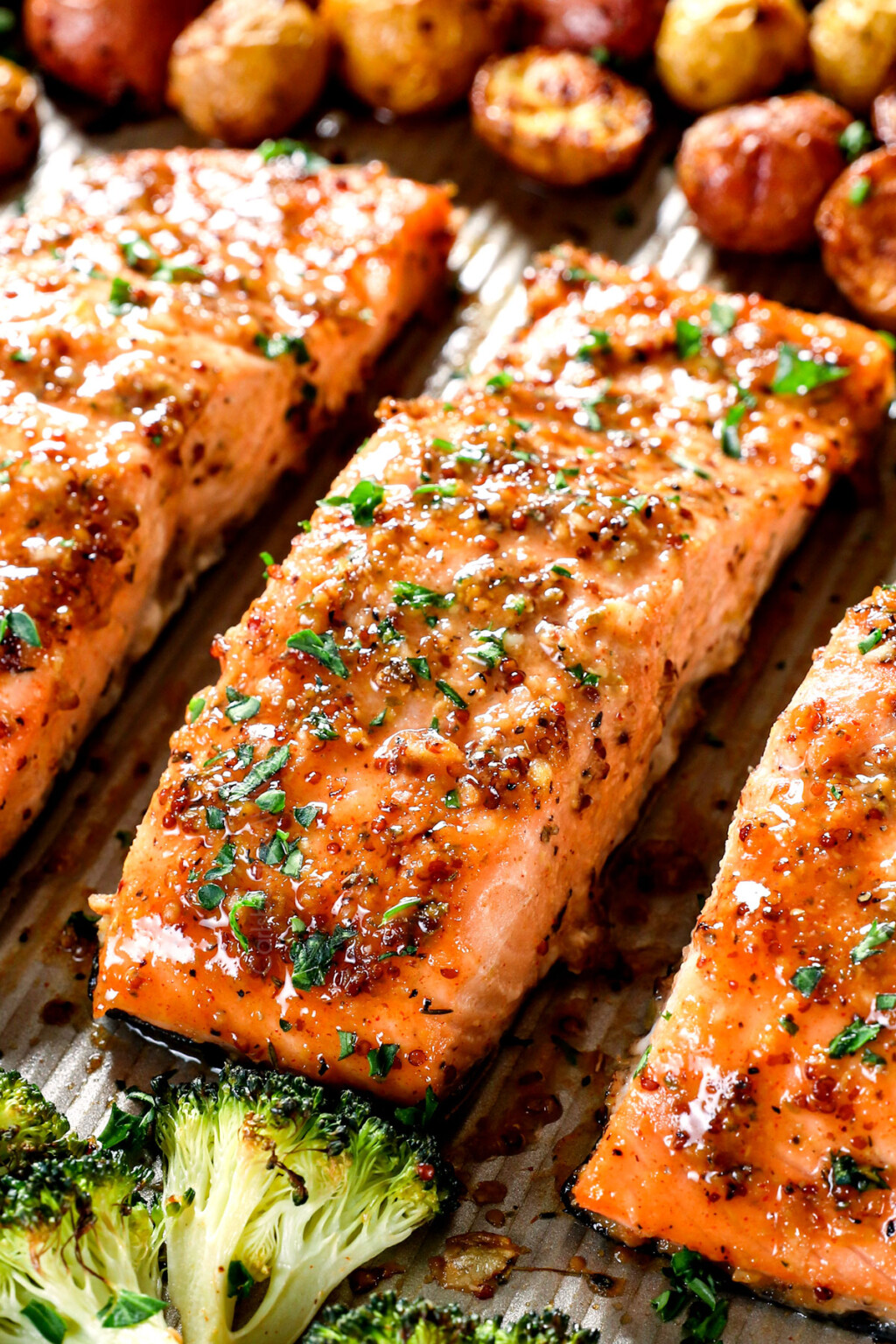 Easy Honey Mustard Baked Salmon - Carlsbad Cravings