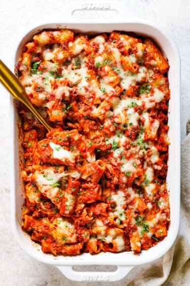 Baked Rigatoni in Pink Sauce (Make Ahead & Freezer Friendly)