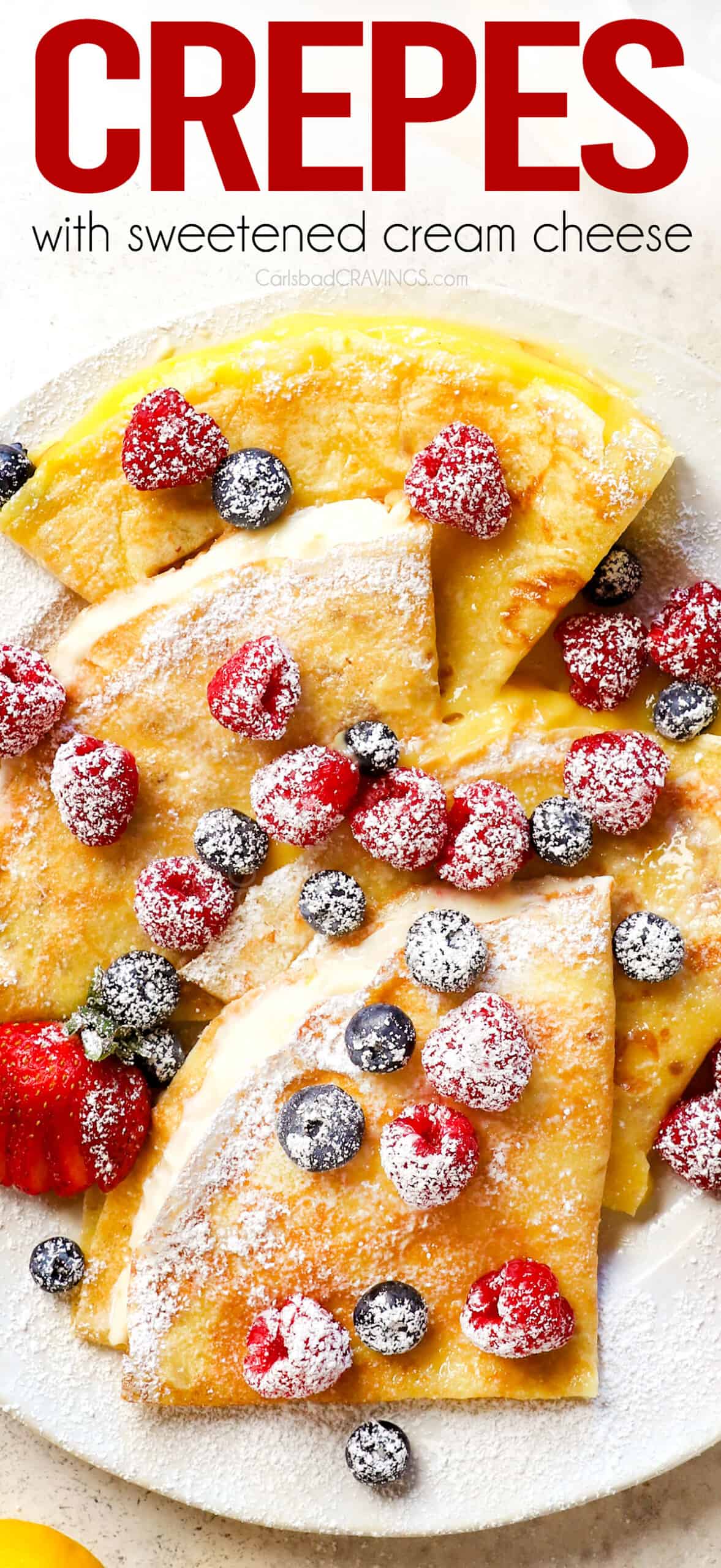 how to make crepes by serving with powdered sugar and berries