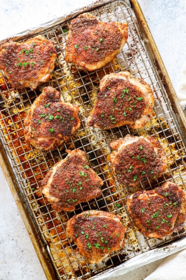 Oven Baked Bone In Chicken Thighs - Carlsbad Cravings