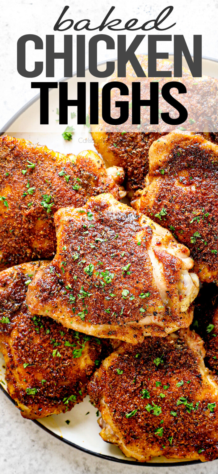 Oven Baked Bone In Chicken Thighs - Carlsbad Cravings
