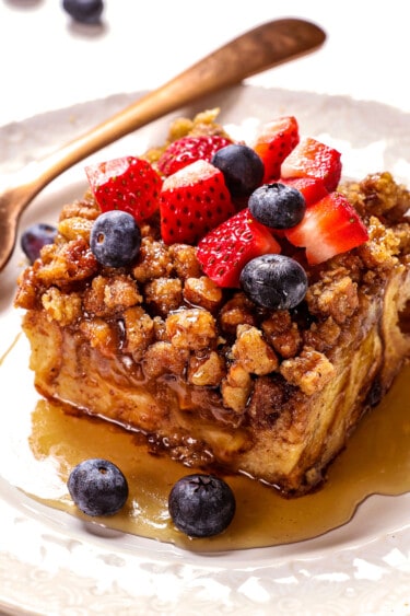 Baked French Toast with the BEST Topping!