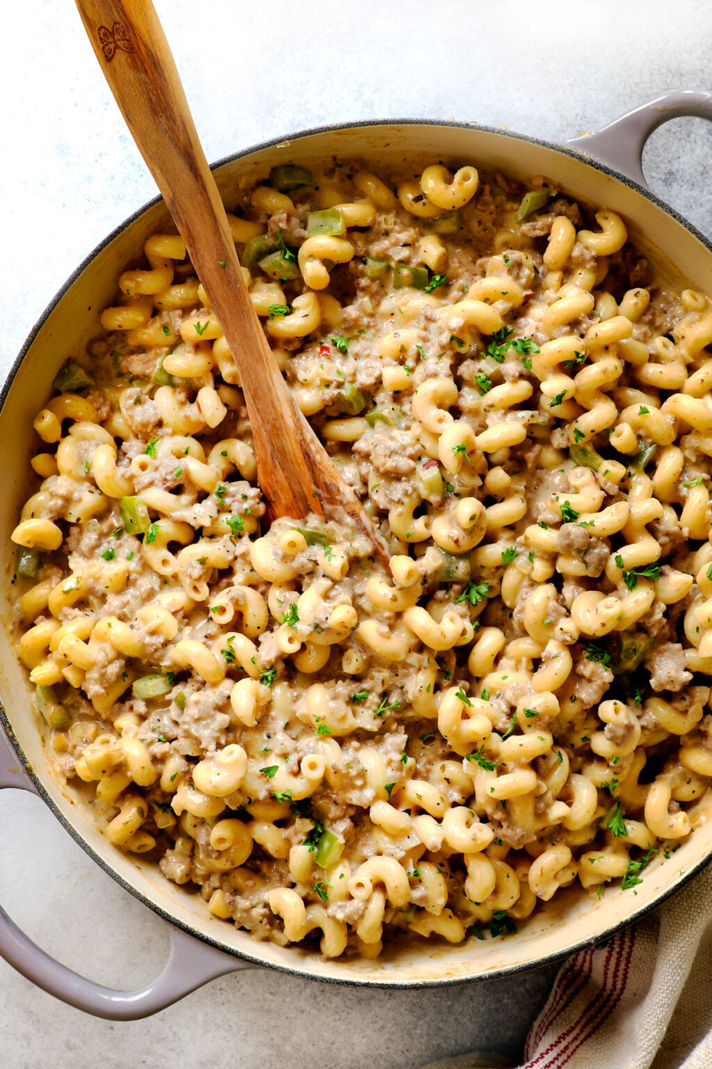 Ground Beef Philly Cheesesteak Pasta