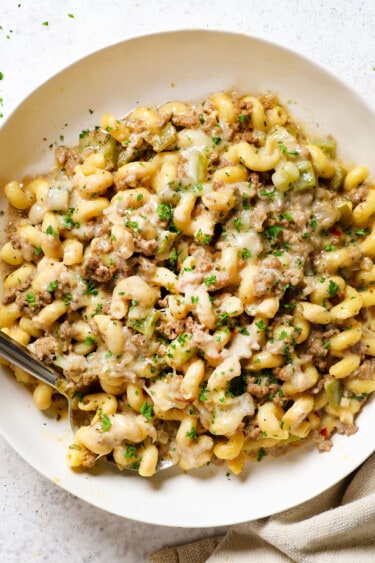 Ground Beef Philly Cheesesteak Pasta