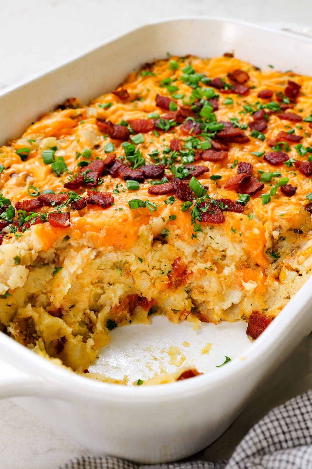 Twice Baked Mashed Potato Casserole - Carlsbad Cravings