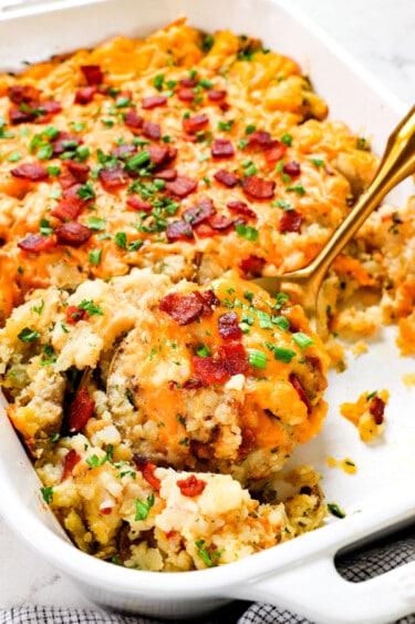 Twice Baked Mashed Potato Casserole - Carlsbad Cravings