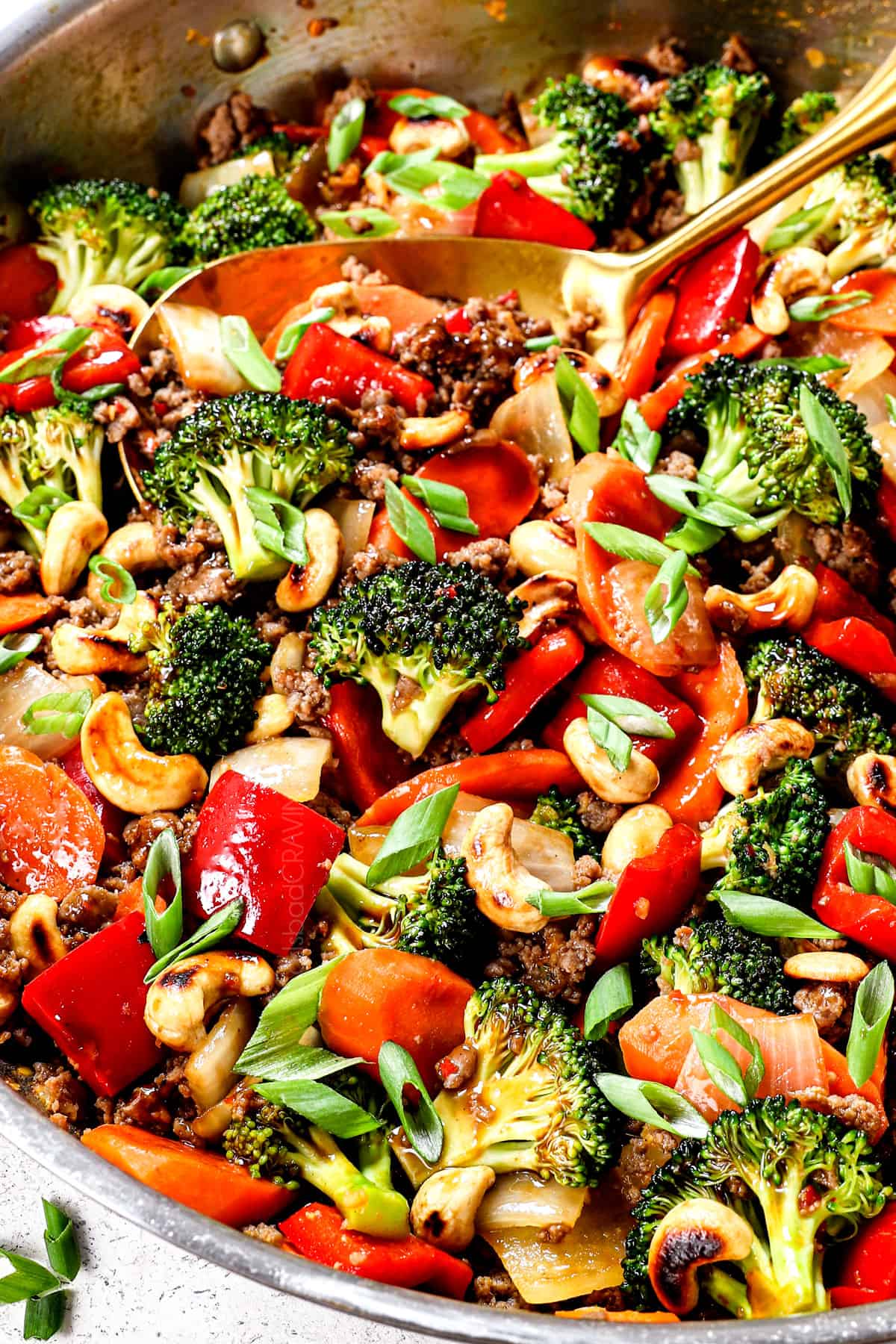 stir fry with ground beef with customizable vegetables