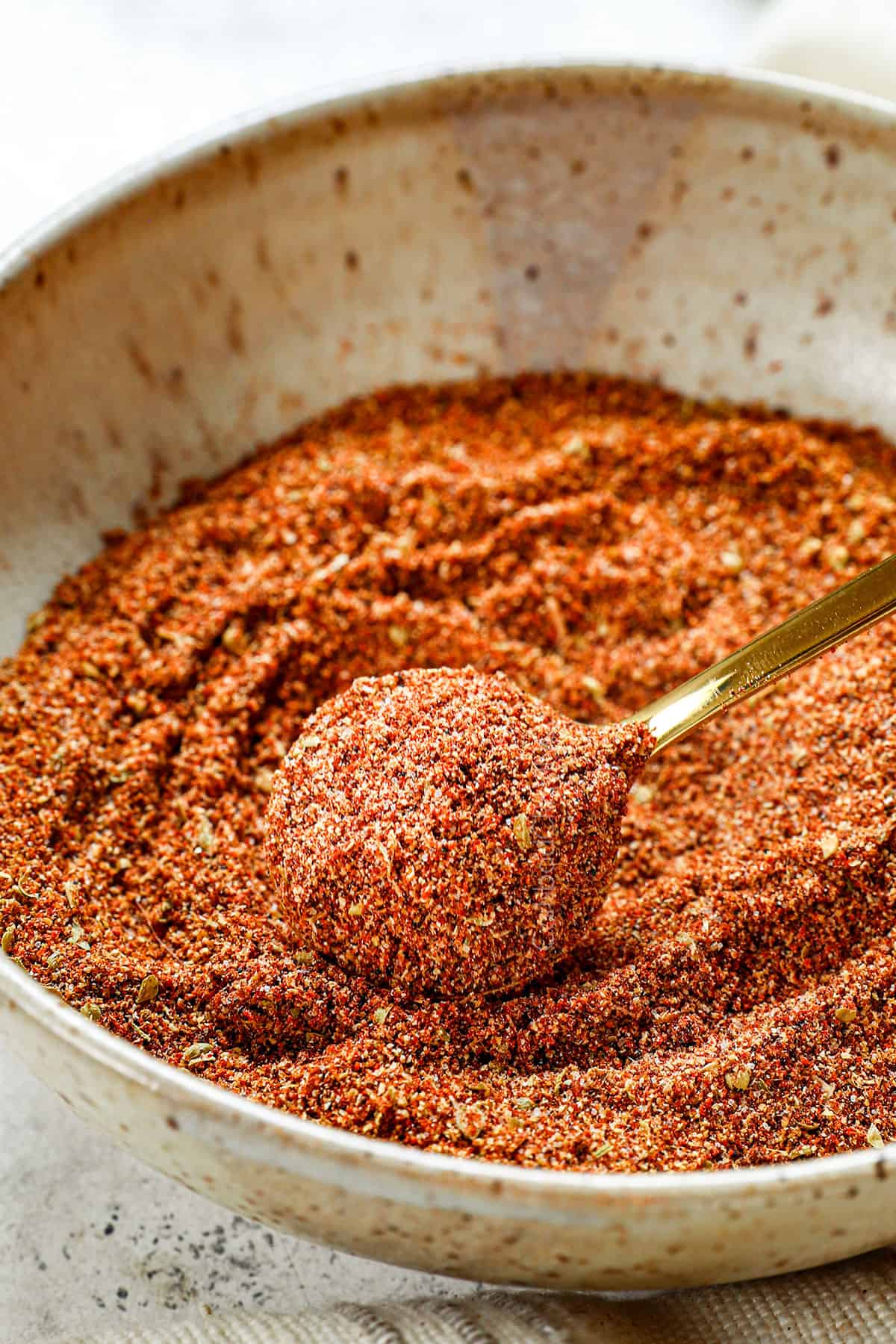 up close of a spoonful of taco seasoning mix recipe