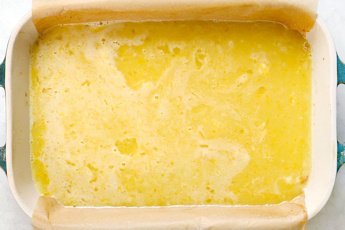 showing how to make lemon bars by baking until the top is set