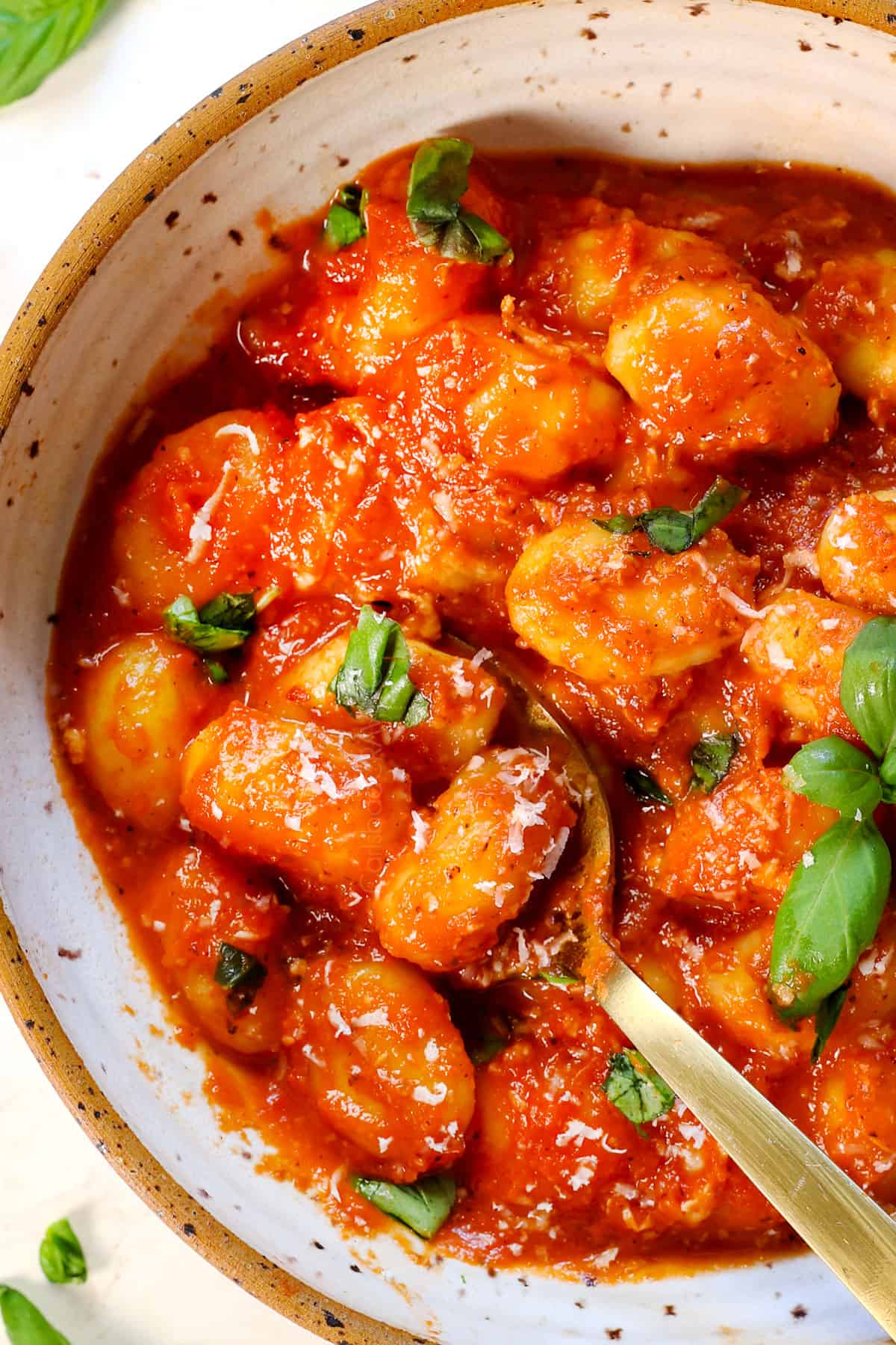 top view of gnocchi recipe served in a bowl