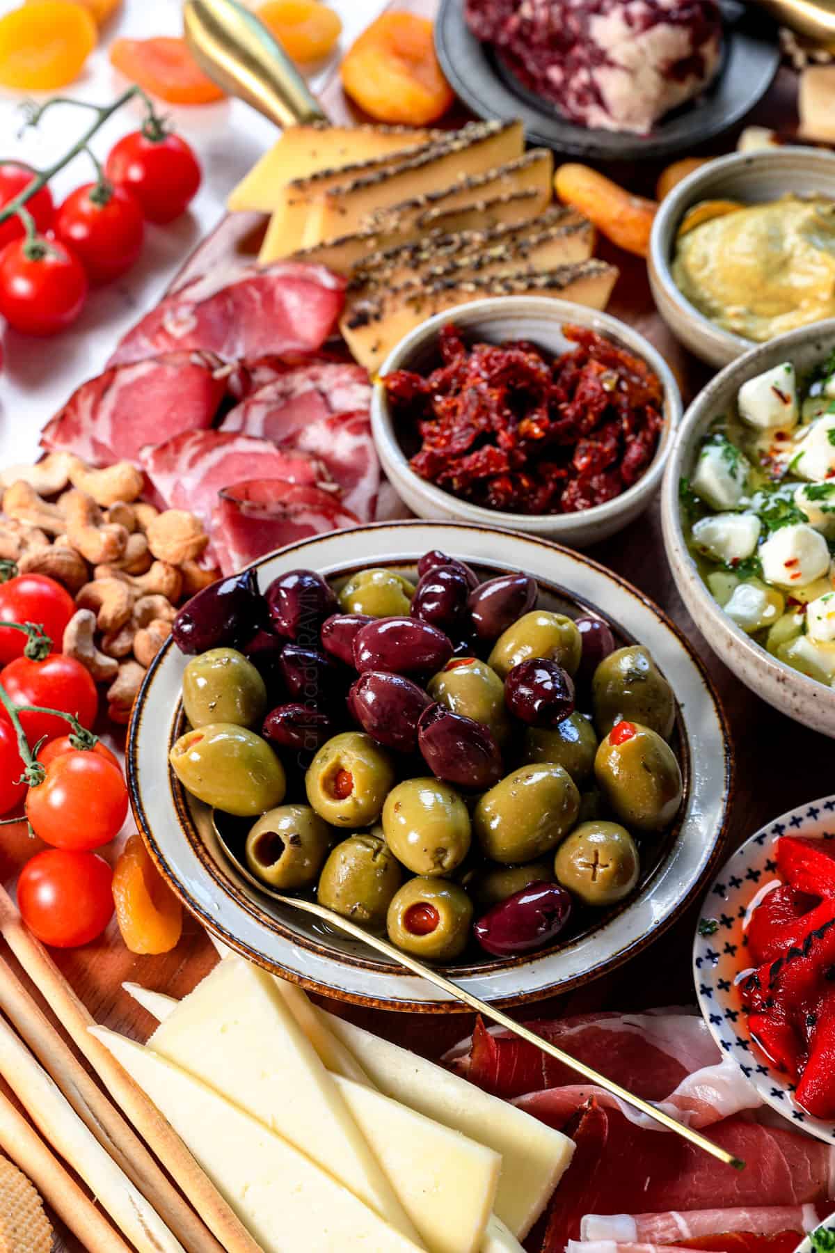 antipasto recipe on a platter 