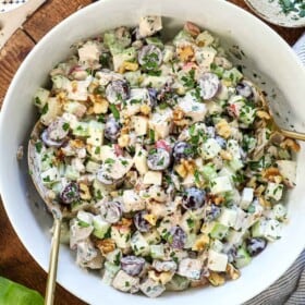 top view of American Waldorf salad in a bowl