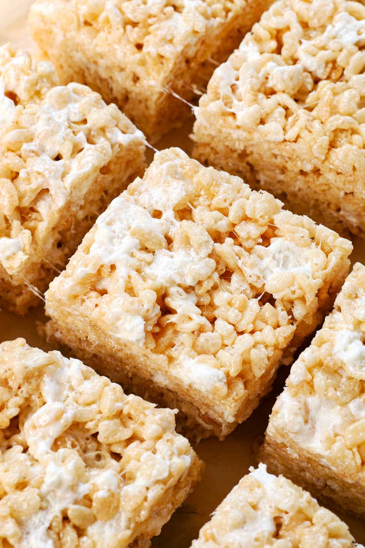 rice Krispie treats recipe cut into squares